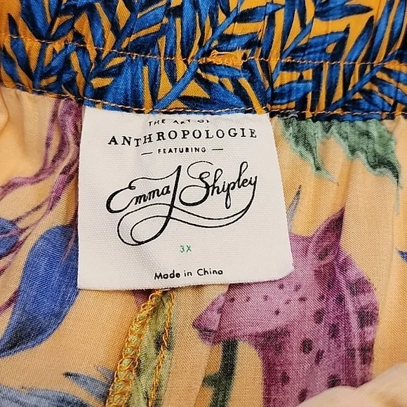 ANTHROPOLOGIE ORANGE Shorts EMMA SHIPLEY GIRAFFE Palms w/tie 3X - Picture 2 of 7